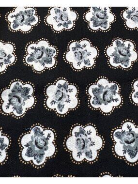 Buttercream Floral Cotton Fabric 14" x 43" Black White Blue Quilting Sewing Craf